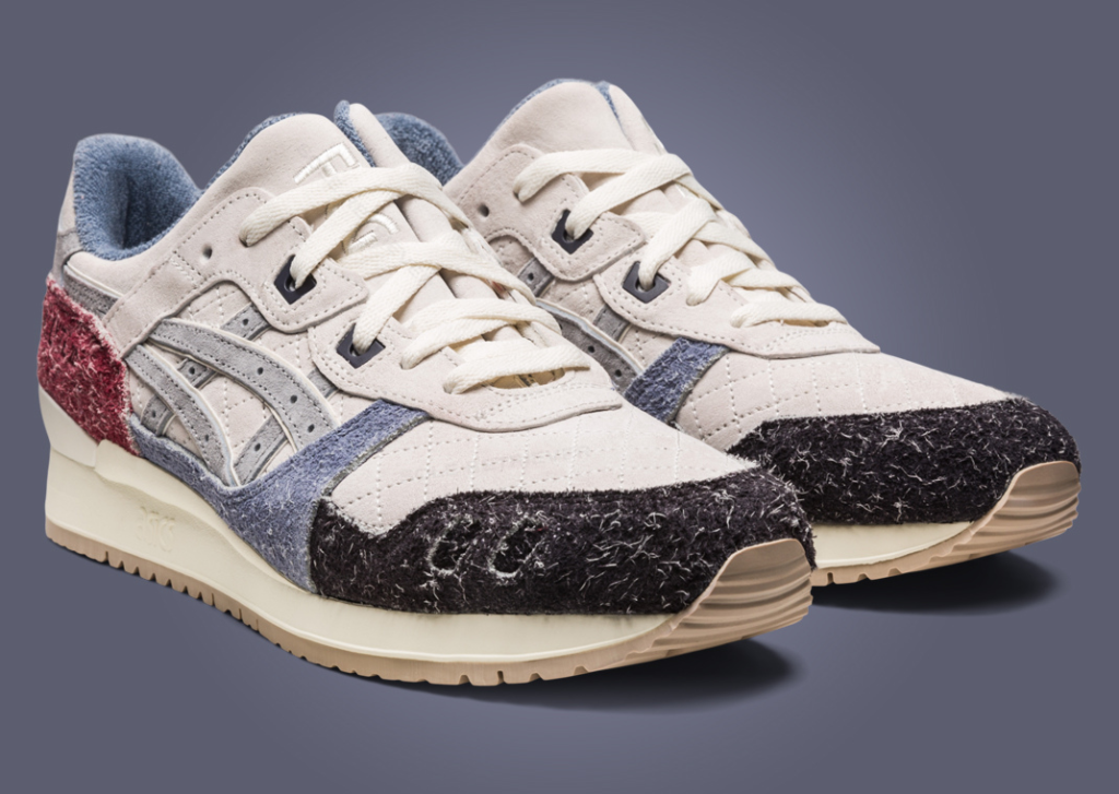 حذاء سنيكرز كيث x أسيكس جل لايت 3 شاجي سويد كريمي أسود Kith x Asics Gel-Lyte III Shaggy Suede