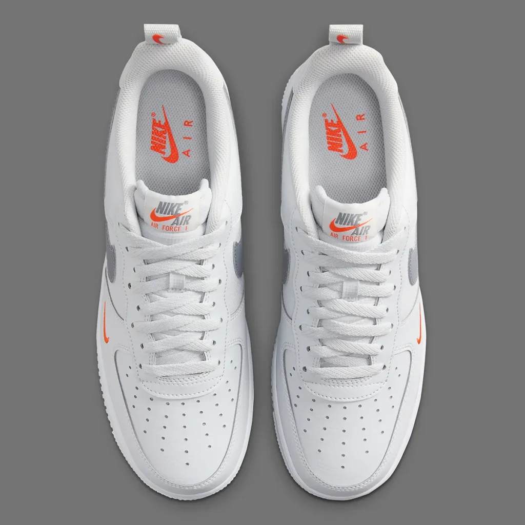 حذاء سنيكرز نايك اير فورس 1 لو أبيض برتقالي Nike Air Force 1 Low Brings White Orange