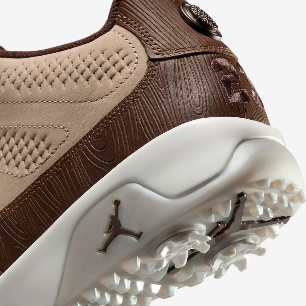 حذاء سنيكرز نايك اير جوردن 9 جولف وود جريّن لون بني فاتح غامق ابيض Air Jordan 9 Golf Woodgrain
