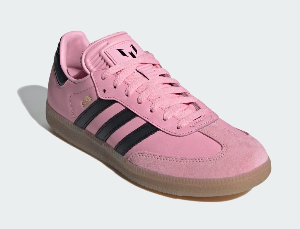 حذاء سنيكرز ليونيل ميسي x اديداس سامبا إندور كليت بِنك لون زهري اسود Lionel Messi x adidas Samba Indoor Cleat Pink