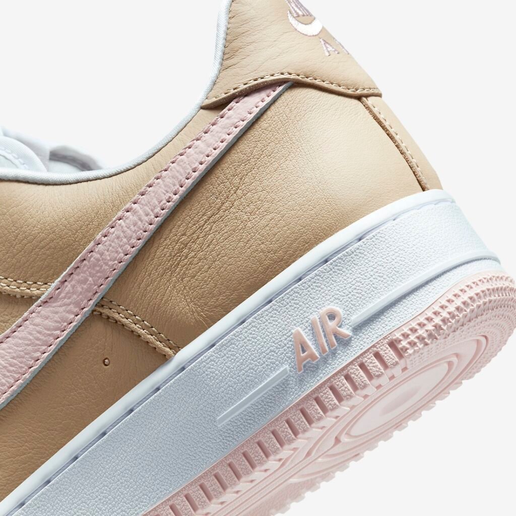 حذاء سنيكرز نايك اير فورس 1 لو لينين لون بني وردي ابيض Nike Air Force 1 Low Linen