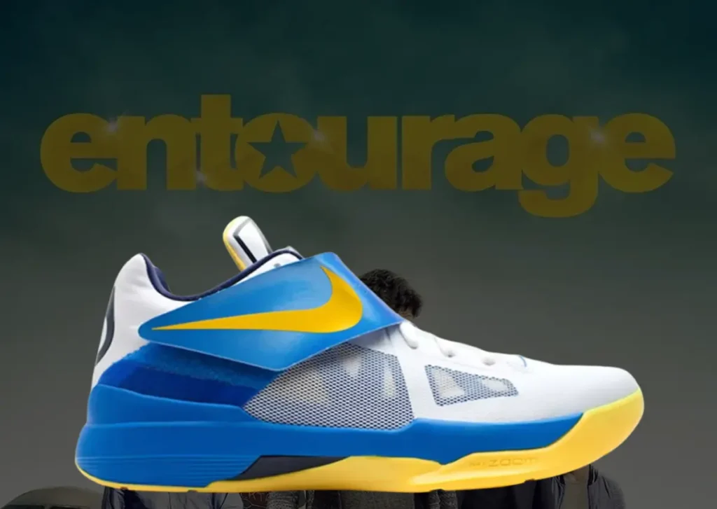 حذاء سنيكرز نايك كي دي 4 إنتوراج ازرق ابيض ذهبي Nike KD 4 Entourage