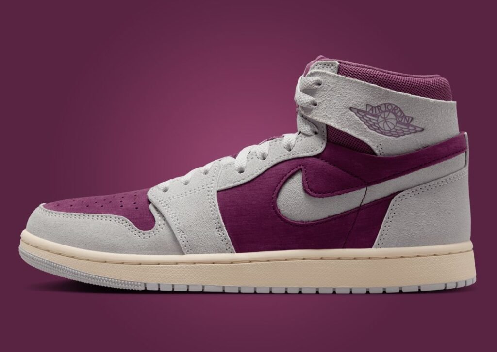 اير جوردن 1 هاي زوم CMFT 2 بوردو ناتشورل جراي النسائي لون عنابي ورمادي Air Jordan 1 High Zoom CMFT 2 Bordeaux Neutral Grey