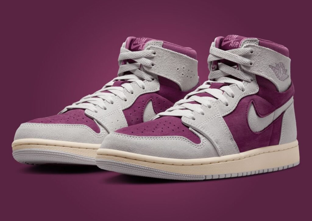 اير جوردن 1 هاي زوم CMFT 2 بوردو ناتشورل جراي النسائي لون عنابي ورمادي Air Jordan 1 High Zoom CMFT 2 Bordeaux Neutral Grey