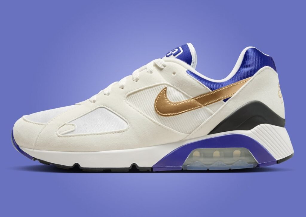 حذاء سنيكرز نايك اير 180 وايت برايت كونكورد لون ابيض ذهبي ازرق Nike Air 180 White Bright Concord