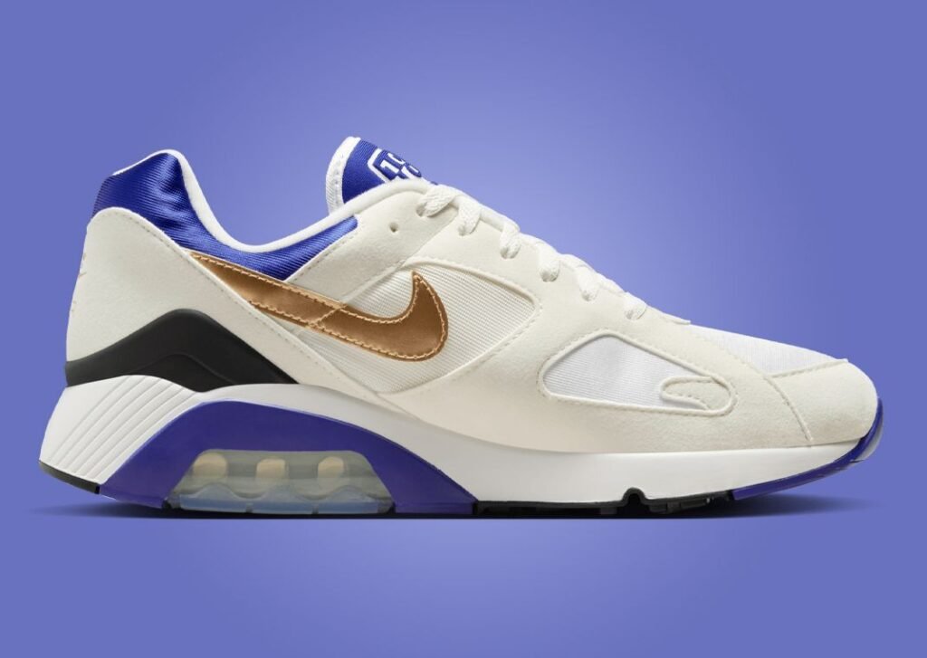 حذاء سنيكرز نايك اير 180 وايت برايت كونكورد لون ابيض ذهبي ازرق Nike Air 180 White Bright Concord