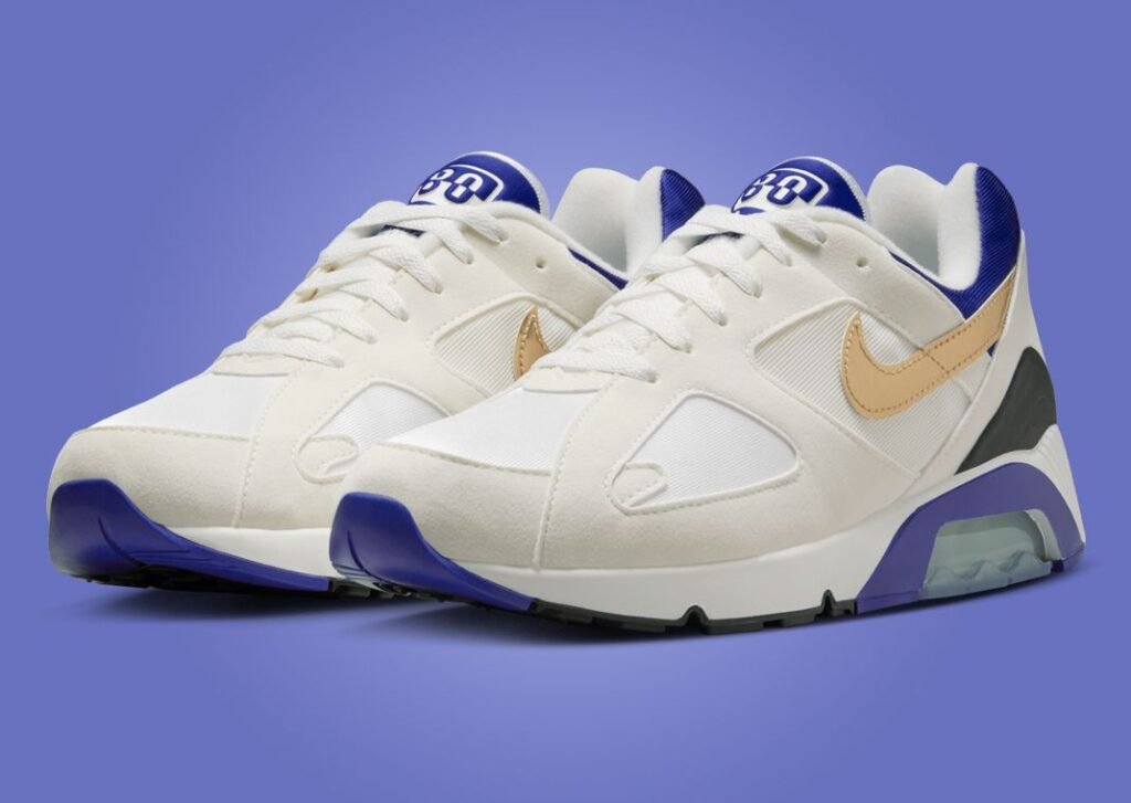 حذاء سنيكرز نايك اير 180 وايت برايت كونكورد لون ابيض ذهبي ازرق Nike Air 180 White Bright Concord