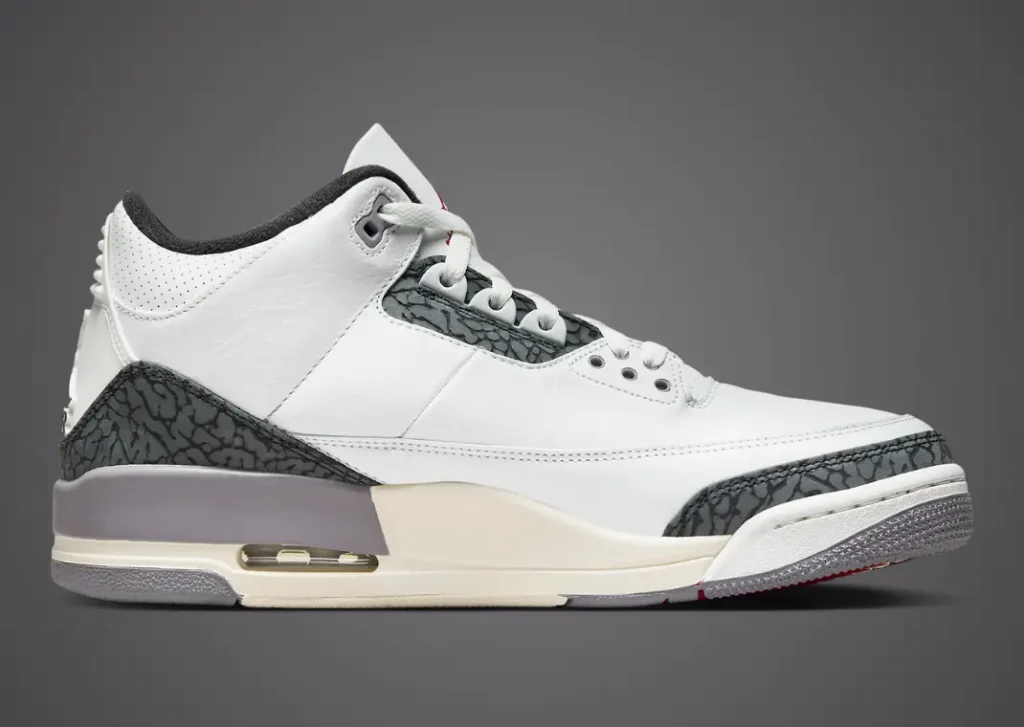 حذاء سنيكرز نايك اير جوردن 3 سيمينت جراي لون ابيض رمادي Air Jordan 3 Cement Grey