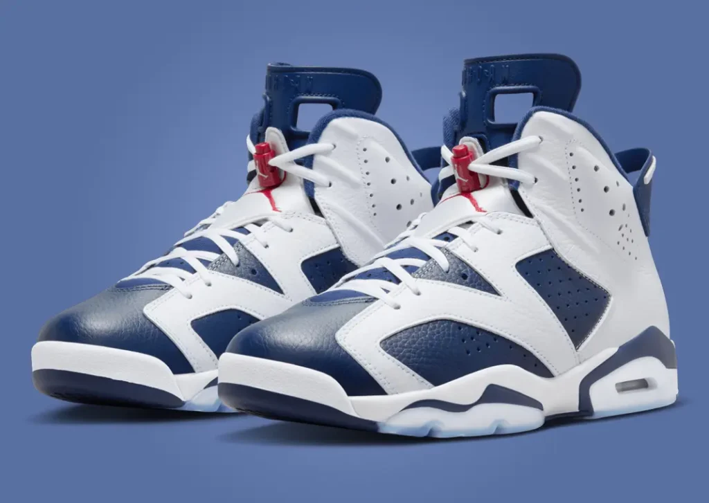 حذاء سنيكرز نايك اير جوردن 6 أولمبيك لون ابيض كحلي Air Jordan 6 Olympic