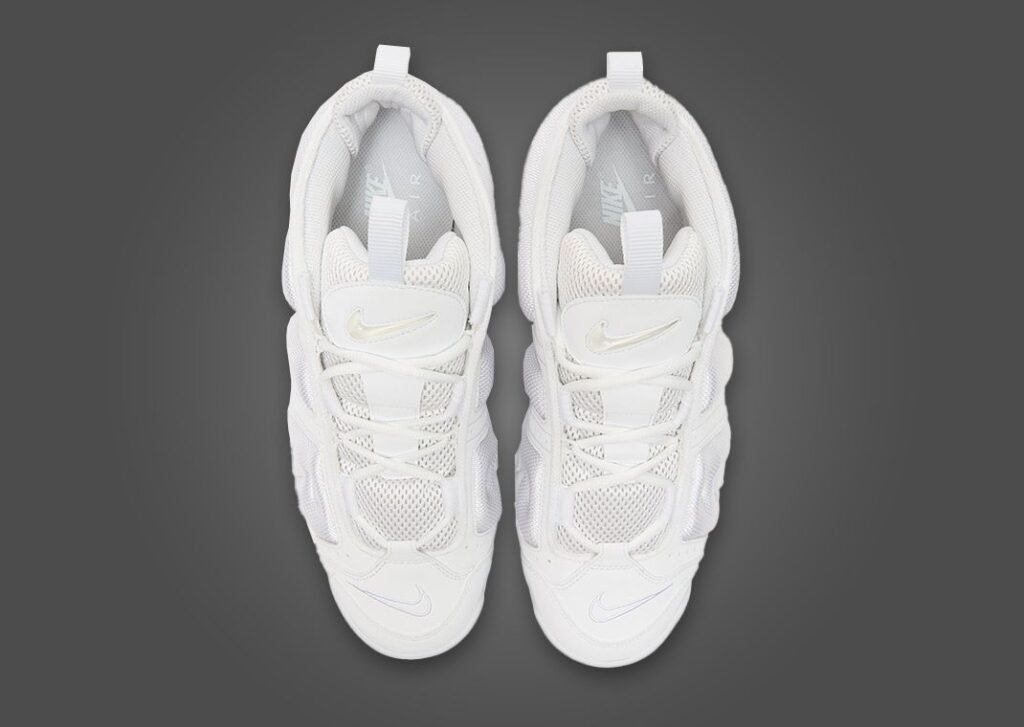 حذاء سنيكرز نايك اير مور أبتيمبو لو وايت لون ابيض بالكامل Nike Air More Uptempo Low White