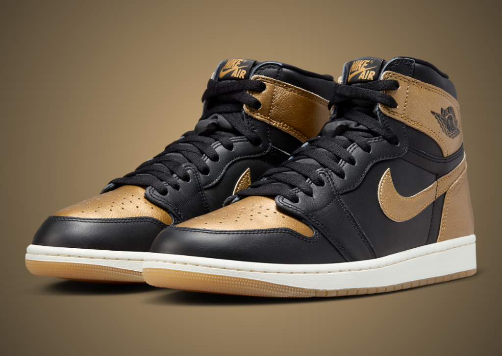 نايك اير جوردن 1 هاي اوجي بلاك ميتاليك جولد لون اسود ذهبي Air Jordan 1 High OG Black Metallic Gold