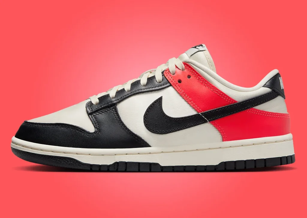 حذاء سنيكرز نايك دانك لو بلاك تو برايت كريمسون النسائي لون قرمزي واسود Nike Dunk Low Black Toe Bright Crimson