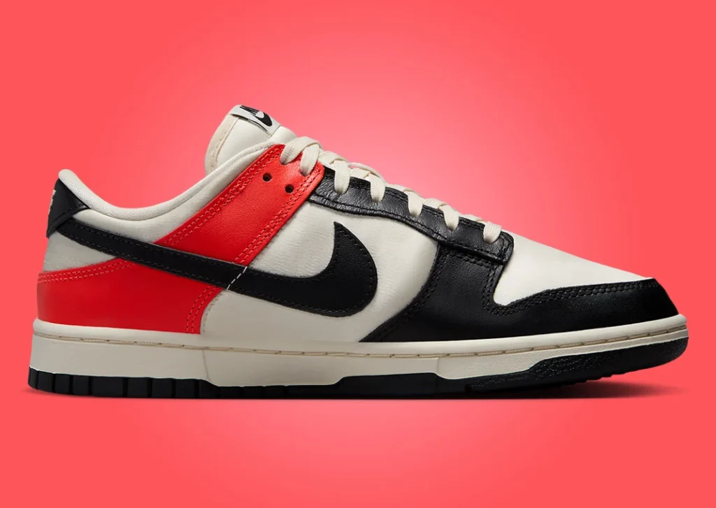 حذاء سنيكرز نايك دانك لو بلاك تو برايت كريمسون النسائي لون قرمزي واسود Nike Dunk Low Black Toe Bright Crimson