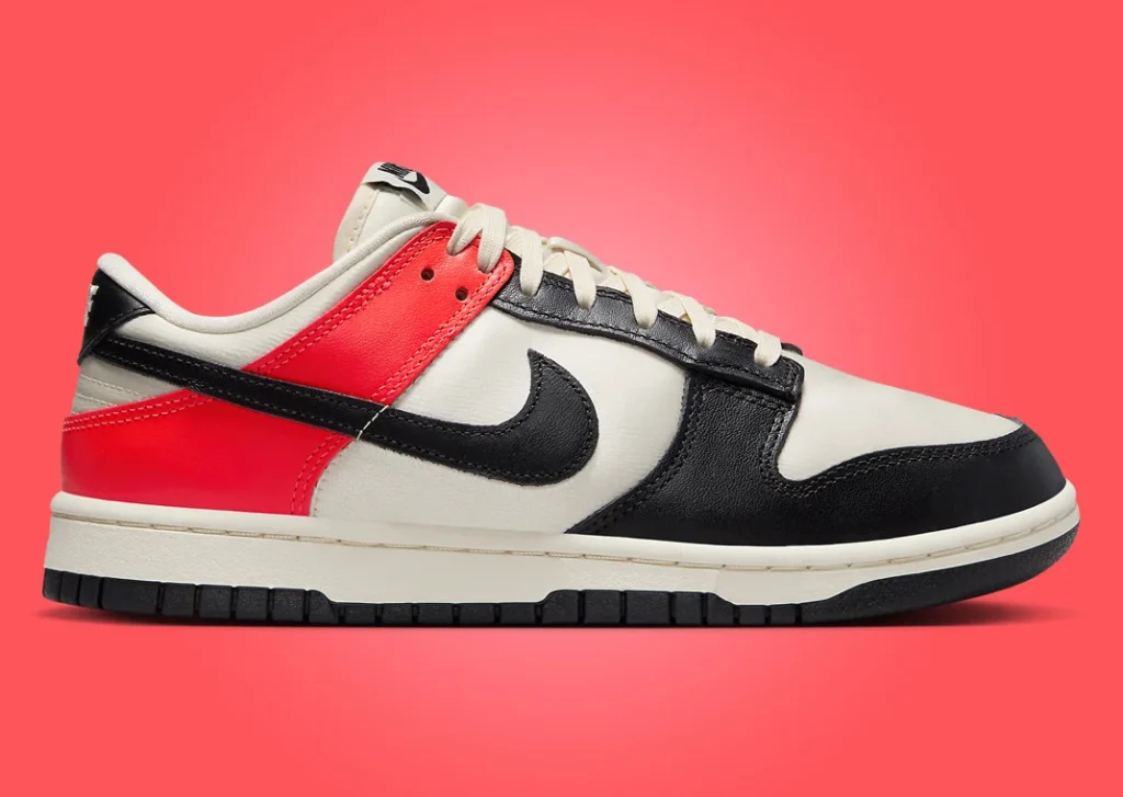 حذاء سنيكرز نايك دانك لو بلاك تو برايت كريمسون النسائي لون قرمزي واسود Nike Dunk Low Black Toe Bright Crimson