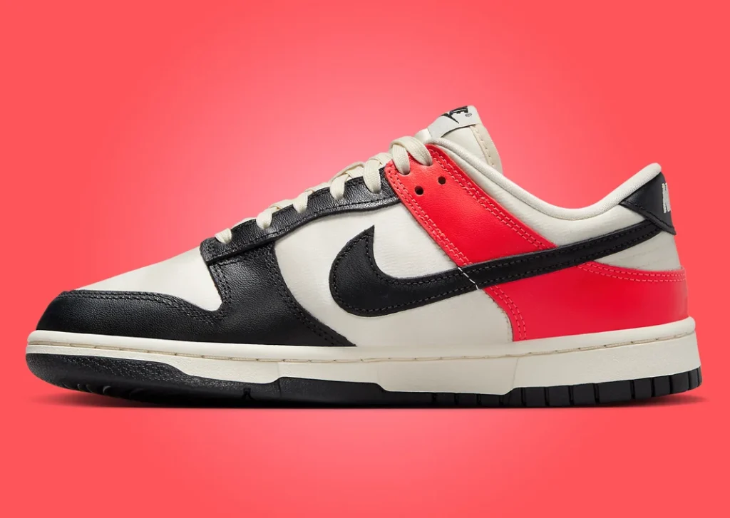 حذاء سنيكرز نايك دانك لو بلاك تو برايت كريمسون النسائي لون قرمزي واسود Nike Dunk Low Black Toe Bright Crimson