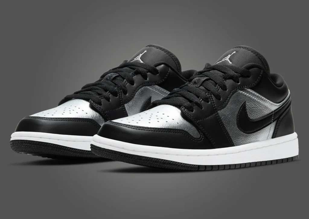 حذاء سنيكرز اير جوردان 1 لو سيلفر تو النسائي لون اسود وفضي Air Jordan 1 Low Silver Toe