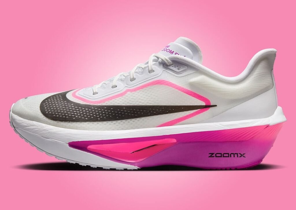 حذاء سنيكرز نايك زوم فلاي 6 لون ابيض وعنابي  Nike Zoom Fly 6