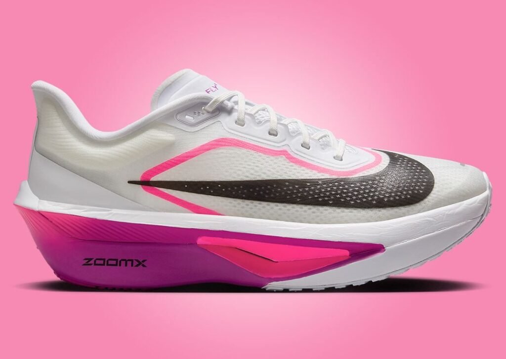 حذاء سنيكرز نايك زوم فلاي 6 لون ابيض وعنابي Nike Zoom Fly 6